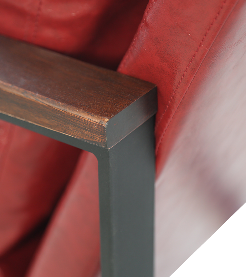 AN304 Single chair with stylish wooden armrests and leather