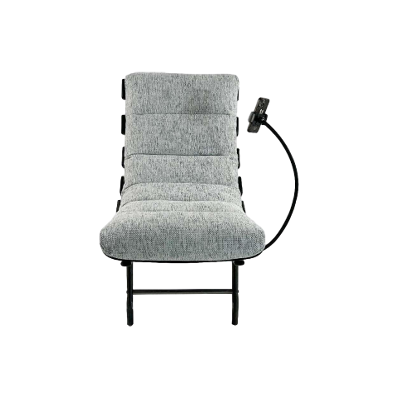 Curved Wood Spray-Painted Black Iron Frame Linen Fabric Leisure Chair