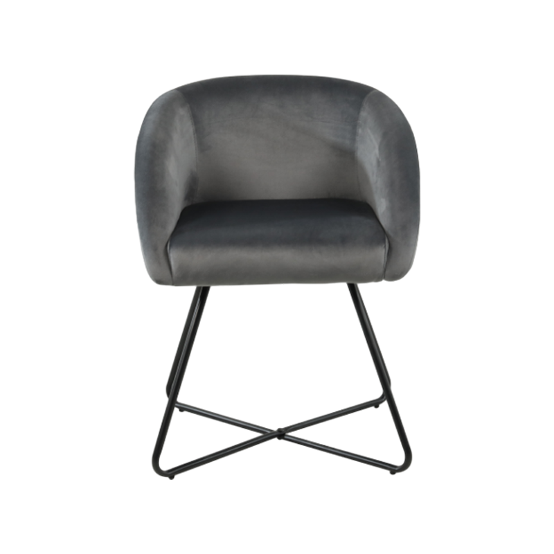 Cross Bent Tube Tripod Velvet Fabric Dining Chair