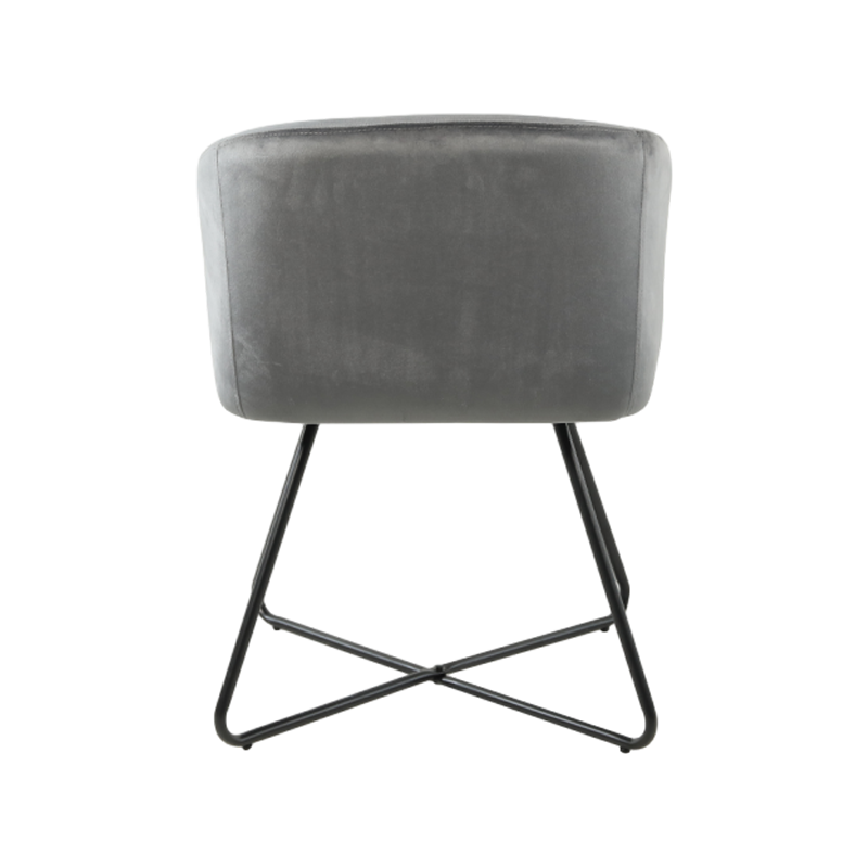 Cross Bent Tube Tripod Velvet Fabric Dining Chair