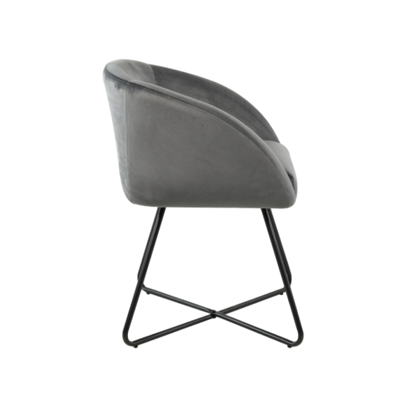 Cross Bent Tube Tripod Velvet Fabric Dining Chair