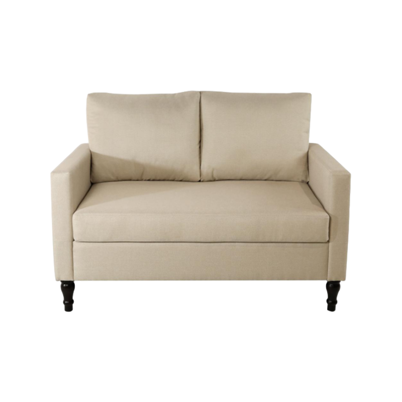 Movable Seat Cushions, Sponge-Filled Two-Seat Linen Fabric Modular Sofa
