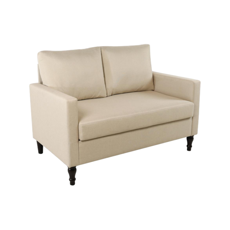 Movable Seat Cushions, Sponge-Filled Two-Seat Linen Fabric Modular Sofa