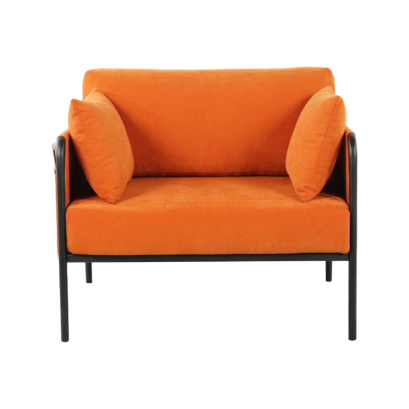 Sprayed Black Iron Frame Chenille Fabric Modular Single Sofa