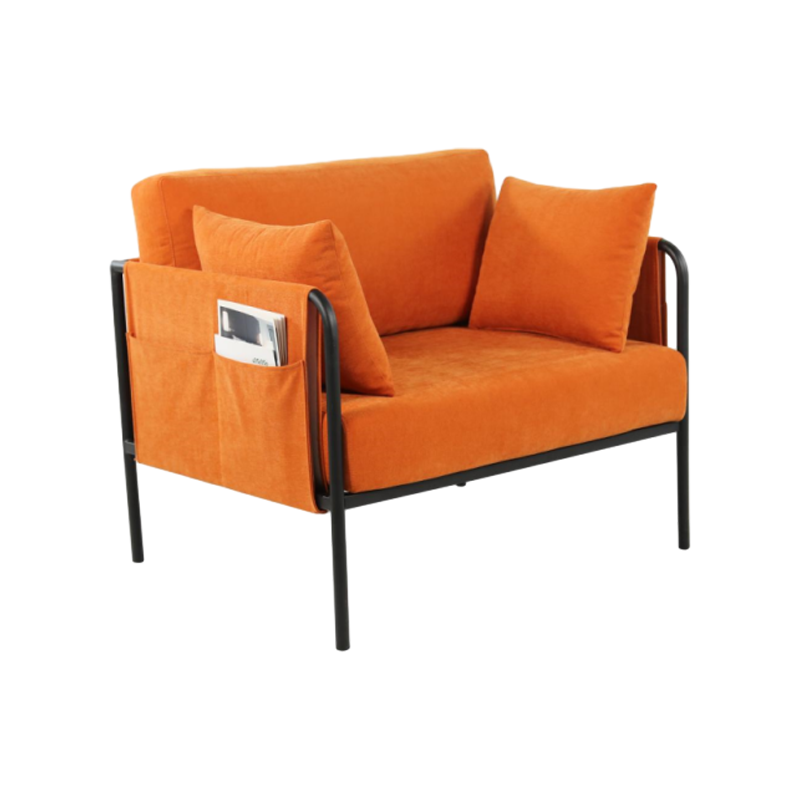 Sprayed Black Iron Frame Chenille Fabric Modular Single Sofa