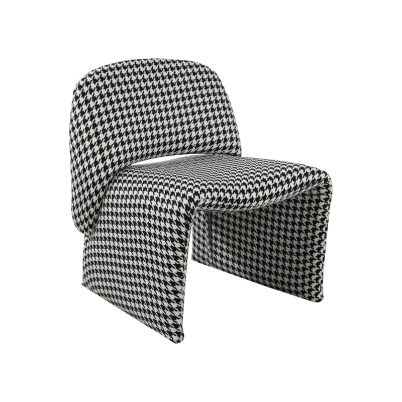 Iron Frame Inner Frame Sponge Filled Houndstooth Fabric Leisure Chair